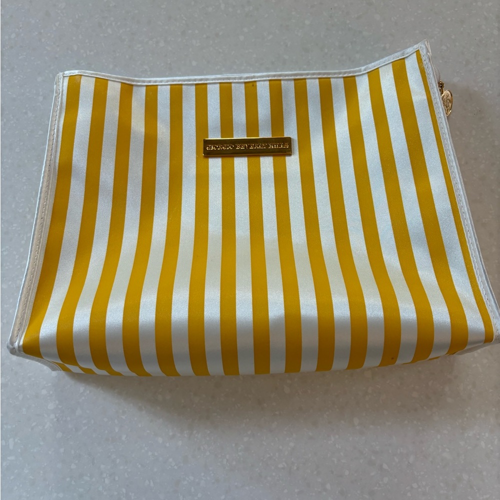 Giorgio Beverly Hills vintage cosmetic bag  classic glam yellow white stripe